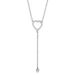 Jewellery | 925 Silver CZ Lil n Large Love Hearts Lariat Necklace 16 + 2 inch - GVK389 | Jewelco London Jewellery | 925 Silver... 