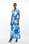 Jumpsuits | Floral Printed Drapey Jersey Cowl Neck Wide Leg Jumpsuit | KarenMillen