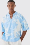 Polos | Boxy Oversized Renaissance Graphic Knit Polo | boohooMAN