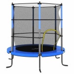 Outdoor Toys | Trampoline with Safety Net Round 140x160 cm Blue | Berkfield Home