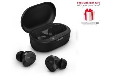 Black Philips TAT1209 True Wireless Earphones with Portable Charging Case | Debenhams