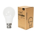 Lighting | 2 Pack B22 White Thermal Plastic GLS LED 6W Cool White 6500K 500lm Light Bulb | ValueLights