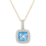 Jewellery | 9ct White Gold Diamond Cushion 1.75ct Blue Topaz Necklace 16 - DP1AXL679WBT | Jewelco London Jewellery | 9ct White... 