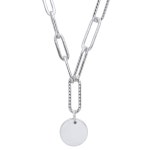 Jewellery | Silver Hammered Paperclip Round Disc Lavalier Necklace 18 + 2 - GVK372 | Jewelco London Jewellery | Silver  Hammered... 