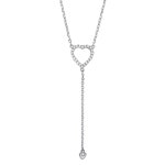 Jewellery | 925 Silver CZ Lil n Large Love Hearts Lariat Necklace 16 + 2 inch - GVK389 | Jewelco London Jewellery | 925 Silver... 