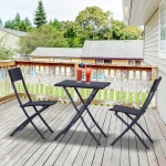 Garden Furniture | 3PC Bistro Set Rattan Furniture Garden Folding Chair Table | OUTSUNNY