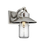 Lighting | Outdoor IP44 1 Bulb Wall Light Lantern Painted Brushed Steel LED E27 60W d00634 | Loops