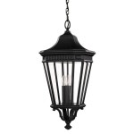 Lighting | IP23 3 Bulb Chain Lantern Light Black LED E14 60W Bulb Outside External d00679 | Loops