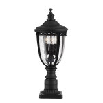 Lighting | Outdoor IP44 3 Bulb Wall Ground Pedestal Light Black LED E14 60W d00718 | Loops