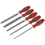 Hand Tools | 5 Piece 200mm Engineers File Set - Double Cut - Coarse - Comfort Grip Handles | Loops