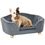 Pet Bedding & Furniture | Pet Sofa Puppy Kitten Lounge, with Wooden Frame, Washable Cushion for Small Dog | PAWHUT