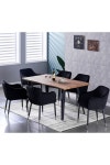 Dining Tables & Chairs | Verona Rocco LUX 5PCs Dining Set - a Wooden Dining Table and Set of 4 Velvet Dining Chairs | Life Interiors