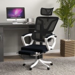 Office Furniture & Storage | Executive Office Chair with Mesh Back Lumbar Support Arm Foot Rest | VINSETTO
