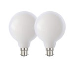Lighting | 8 Watts G95 B22 BC Bayonet LED Bulb Opal Globe Warm White 3000K Dimmable, Pack of 2 | Harper Living