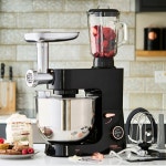 Food Processors & Mixers | Baking Stand Mixer 8 Speed 8L Mixing Bowl 1800W - Black & Rose Gold | Cooks Professional