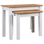 Coffee & Side Tables | Nesting Tables 2 pcs White Solid Pine Wood Panama Range | Berkfield Home