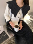 사랑해요 미아마스빈 웨이비 카라 배색 자켓