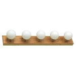 Design House 5-Light 30-in Honey Oak Globe Vanity Light at Lowes.com