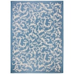 Safavieh Courtyard Vintage Vine 8 x 11 Blue/Natural Indoor/Outdoor Floral/Botanical Coastal Area Rug in the Rugs department at... 