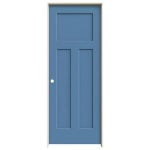 JELD-WEN Craftsman 3 Panel 32-in x 80-in Blue Heron 3-Panel Craftsman Solid Core Prefinished Molded Composite Right Hand Single... 