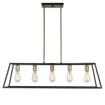 OVE Decors Agnes Black/Brown Linear Transitional Rectangle LED Pendant at Lowes.com