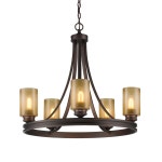 Golden Lighting Hidalgo 5-Light Sovereign Bronze Transitional Tinted Glass Abstract Chandelier at Lowes.com