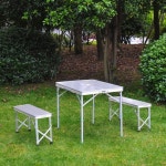 	Outsunny Picnic Table W/ Umbrella Hole Silver : Patio Tables - Best Buy Canada Outsunny Picnic Table W/ Umbrella Hole Silver
