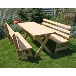 	Cedar 27 Wide 4 Cross Legged Picnic Table with (2) 4 Backed Benches : Patio Tables - Best Buy Canada Cedar 27 Wide 4 Cross... 