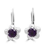 1 CTW Round Purple Amethyst 4-Prong Solitaire Floral Motif Drop/Dangle Earrings in 14K White Gold (MDR170014) | Best Buy Canada