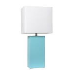 Modern Leather Table Lamp with White Fabric Shade, Aqua | Best Buy Canada