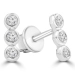 1/10 CTW Round Diamond Three-Stone Bezel Set Stud Earrings in 14K White Gold (MDR210155) | Best Buy Canada