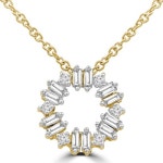 1/4 CTW Baguette Diamond Circle Necklace in 14K Yellow Gold (MDR210052) | Best Buy Canada