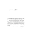 Project MUSE - A Note from the Editor