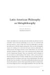 Project MUSE - Latin American Philosophy as Metaphilosophy