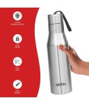 Buy Milton Super 1000 Single Wall Stainless Steel Bottle, Set of 4, 1000 ml Each, Silver | 100% Leak Proof | Office Bottle | Gym... 
