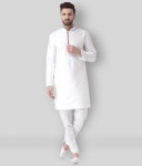 Hangup - White Silk Regular Fit Mens Kurta Pyjama Set ( Pack of 1 ) - Buy Hangup - White Silk Regular Fit Mens Kurta Pyjama Set... 