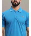 GET GOLF Cotton Blend Regular Fit Solid Half Sleeves Mens Polo T Shirt - Turquoise ( Pack of 1 ) - Buy GET GOLF Cotton Blend... 