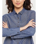 AUSTIN WOOD - Blue Denim Womens Shirt Style Top ( Pack of 1 ) - Buy AUSTIN WOOD - Blue Denim Womens Shirt Style Top ( Pack of 1... 