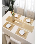 HOKIPO PVC 4 Seater Table Runner & Mats ( 135 cm x 30 cm ) Set of 5 - Gold - Buy HOKIPO PVC 4 Seater Table Runner & Mats ( 135 cm... 