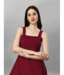 A TO Z CART Polyester Solid Midi Womens Fit & Flare Dress - Maroon ( Pack of 1 ) - Buy A TO Z CART Polyester Solid Midi Womens... 