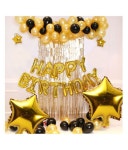 Happy Birthday Golden Foil +2 Stars Foil (18 Inchs)(Golden)+ 2 Cutains (Golden)+ 30 Balloons (Golden, Black): Questions and... 