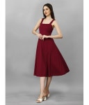A TO Z CART Polyester Solid Midi Womens Fit & Flare Dress - Maroon ( Pack of 1 ) - Buy A TO Z CART Polyester Solid Midi Womens... 