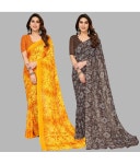 Kashvi Sarees Georgette Printed Saree With Blouse Piece - Multicolor ( Pack of 2 ) - Buy Kashvi Sarees Georgette Printed Saree... 