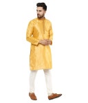 SKAVIJ Gold Silk Blend Kurta Pyjama Set - Buy SKAVIJ Gold Silk Blend Kurta Pyjama Set Online at Low Price in India - Snapdeal... 