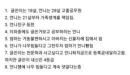 4인가족부양하는 28세여자..동생 고민글.. - BATTLEPAGE