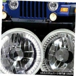 Headlight 7 ラウンドH6014 / H6017... H6014/H6017/H6024 White LED Ring Chrome Crystal Glass Lens Headlights：WORLD倉庫　店高品質，... 