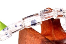 【１点物】超希少インクルージョン！AAAA フローライトインクォーツ　8x6mm　チューブ ブレスレット_H6333：天然石　パワーストーン... 
