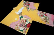 お宮参り 女の子 着物 祝着 正絹 のしめ 初着 産着 黄色 新品j3105：あこがれゆめセール，100%新品