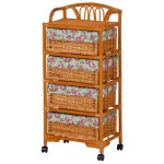 ランドリーチェスト　ラタン　4段 （ 送料無料 ランドリー収納 サニタリー収納 サニタリーチェスト キャスター付　おしゃれ　完成品... 