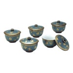 【送料無料・メーカー直送】　【代引不可】九谷焼 蓋付汲出揃 天目青粒宝尽くし N136-04：ドバイ工務店正規品，人気セール